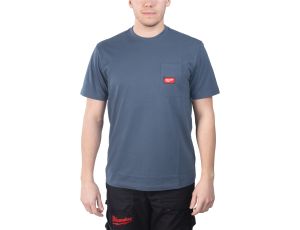 Milwaukee - WTSSBLU-XXL T-shirt z kieszonką z krótkim rękawem - niebieski - 4932493017