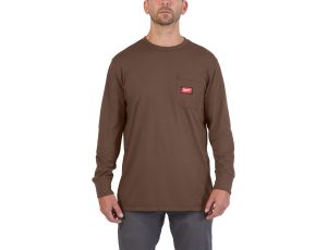 Milwaukee - WTSSBR-M T-shirt z kieszonką z długim rękawem - brązowy - 4932493059