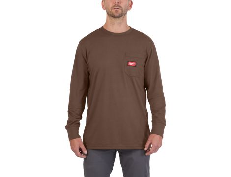 Milwaukee - WTSSBR-S T-shirt z kieszonką z długim rękawem - brązowy - 4932493058