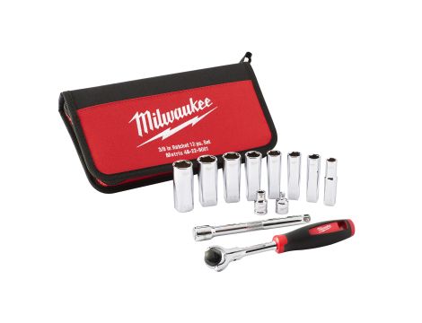 Milwaukee - Zestaw 12szt. z grzechotką 3/8" (10,12,13,14,15,17,18,19mm) - 48229001