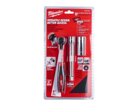Milwaukee - Zestaw 12szt. z grzechotką 3/8" (10,12,13,14,15,17,18,19mm) - 48229001 - 2