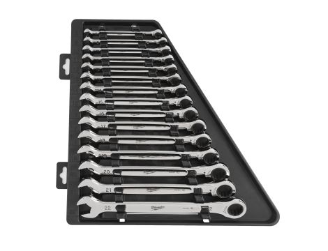 Milwaukee - Zestaw kluczy płasko-oczkowych MAXBITE z grzechotką 15 szt. - metryczny - 4932464994