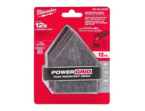 Milwaukee - Zestaw siatek do M12 FDSS 67x92 (4xG80, 4xG120, 4xG180) + 1 podkład zabezpieczający - 48805405 - 2