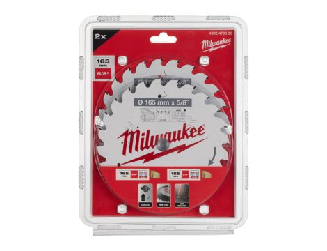Milwaukee - Zestaw tarcz 165 x 5/8˝ Twin pack (2 x 24 zęby) 2 szt. - 4932479836 - 2