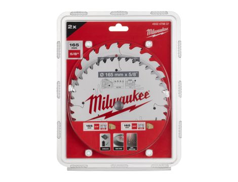Milwaukee - Zestaw tarcz 165 x 5/8˝ Twin pack (24z./40z.) 2 szt. - 4932479837 - 2