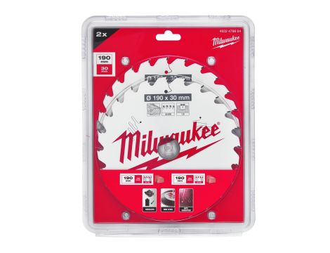 Milwaukee - Zestaw tarcz 190 x 30 mm Twin pack (2 x 24 zęby) 2 szt. - 4932479804 - 2