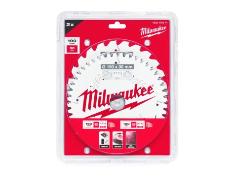 Milwaukee - Zestaw tarcz 190 x 30 mm Twin pack 24 i 48 zęby 2 szt. - 4932479574 - 2