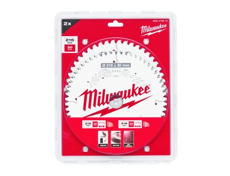 Milwaukee - Zestaw tarcz 216 x 30 mm Twin pack 48 i 60 zębów 2 szt. - 4932479575 - 2