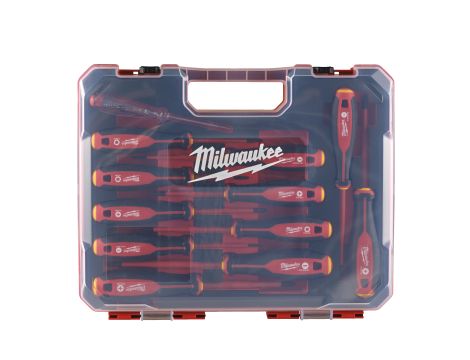 Milwaukee - Zestaw wkrętaków VDE - 12szt. (SL2.5 / SL3 / SL4 / SL5.5 / PH1 / PH2 / PZ1 / PZ2 / T10 / T15 / T20, próbnik) - 4932479095 - 2
