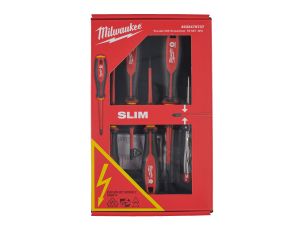 Milwaukee - Zestaw wkrętaków VDE - 5szt.  (SL0,5X3X100, SL0,8X4X100, PZ1 X80, PZ2 X100, tester) - 4932478737