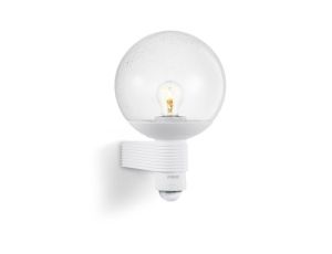 Lampa elewacyjna z czujnikiem ruchu i zmierzchu Steinel L 400 S PIR max.60W E27 IP44 IK03 230V biała / szkło /tworzywo sztuczne