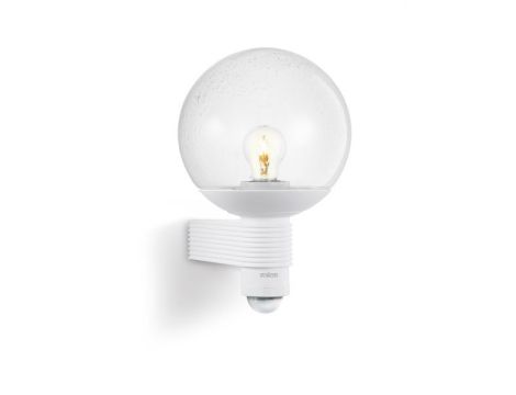 Lampa elewacyjna z czujnikiem ruchu i zmierzchu Steinel L 400 S PIR max.60W E27 IP44 IK03 230V biała / szkło /tworzywo sztuczne