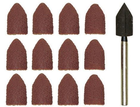 Kapturki szlifierskie 9x13 Proxxon gr 80, 150 korund + trzpień [11 cz]