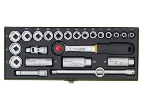 Zestaw z grzechotką 3/8 cala i nasadkami PROXXON [24 części]