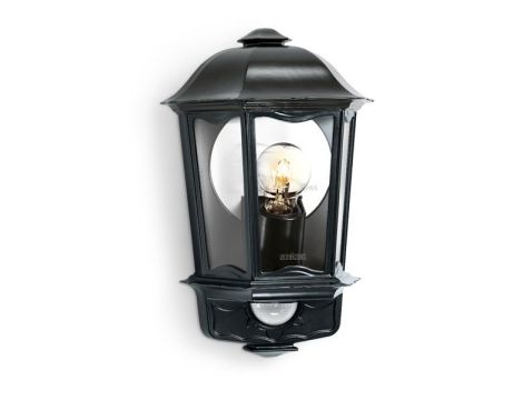 Lampa elewacyjna z czujnikiem ruchu i zmierzchu Steinel L 190 S E27 PIR max 100W IP44 IK03 230V czarna / szkło /aluminium