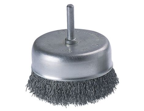 Szczotka doczołowa 80 mm Wolfcraft - drut falisty, trzpień