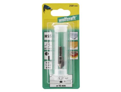 Pogłębiacz 16 mm Wolfcraft - HSS, trzpień 6-kąt - 2