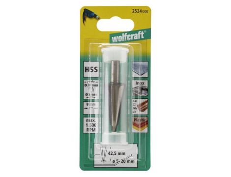 Frez do otworów 5 - 20 mm Wolfcraft - HSS, trzpień 8 mm - 2
