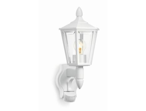 Lampa elewacyjna z czujnikiem ruchu i zmierzchu Steinel L 15 S PIR max.60W E27 IP44 IK03 230V biała / tworzywo sztuczne