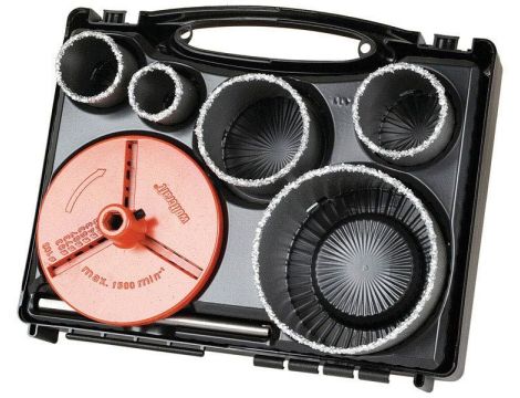 Zestaw otwornic 33-103 mm Wolfcraft - z nasypem z węglików spiekanych