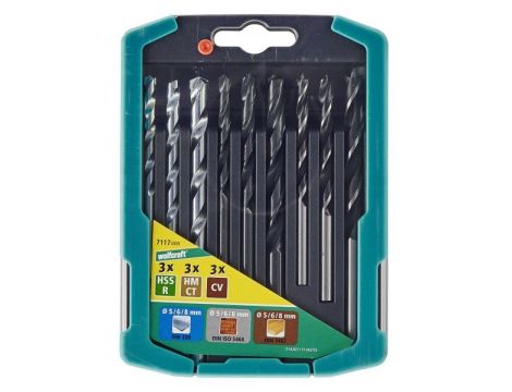 Zestaw wierteł mieszanych: metal drewno, kamień 5 - 8 mm Wolfcraft - 2