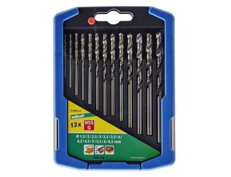 Zestaw wierteł do metalu HSS-G DIN 338 1,5 - 6,5 Wolfcraft [13 szt.] - 2