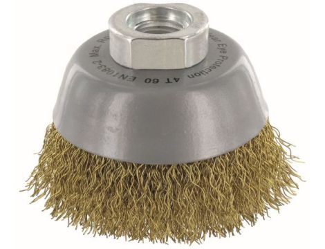 Szczotka doczołowa 60 mm/M14 ABRABORO - drut karbowany 0,3 mm mosiężny