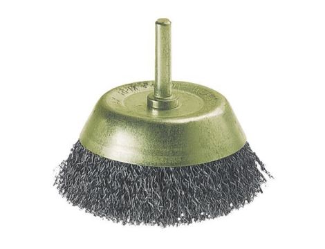 Szczotka doczołowa 75 mm Wolfcraft - drut falisty, trzpień