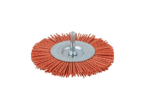 Szczotka tarczowa 100 mm Wolfcraft - nylonowa, zgrubna, trzpień