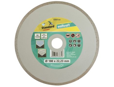1 tarcza diamentowa, gładka, STANDARD CERAMIC 180, Wolfcraft