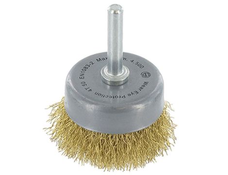 Szczotka doczołowa 50 mm ABRABORO - drut mosiężny, trzpień