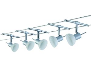 System linkowy Sheela max. 5x10W GU5,3 Chrom Mat/Opal 230/12V 60VA Metal/Szkło