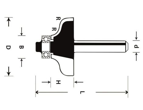Frez profilowy 38/15,9/r 6,3 ABRABORO - TCT, Typ C - 2