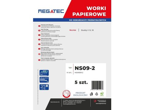Worki papierowe MEGATEC do Nilfisk 18 L: 5 szt - 2