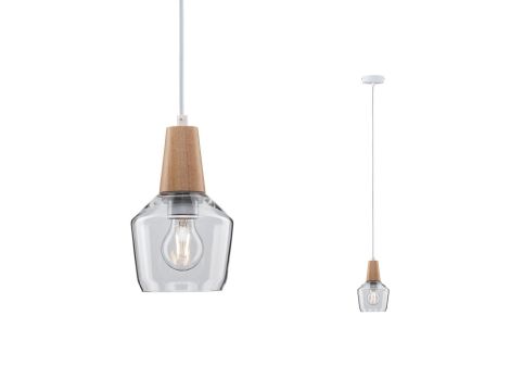 Lampa wisząca Neordic Ylvie max.1x20W E27 230V szkło / drewno