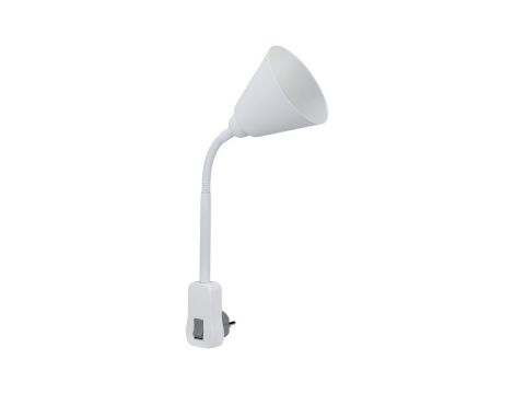 Lampa wtyczkowa JANUS elastyczne ramię E14 max. 20W 230V do kontaktu biały / metal / tworzywo sztuczne
