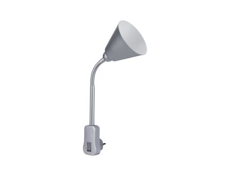Lampa wtyczkowa JANUS elastyczne ramię E14 max. 20W 230V do kontaktu szary / metal / tworzywo sztuczne