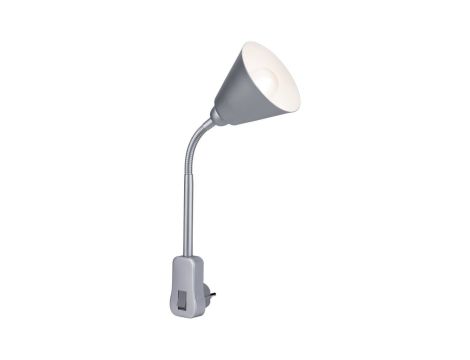 Lampa wtyczkowa JANUS elastyczne ramię E14 max. 20W 230V do kontaktu szary / metal / tworzywo sztuczne - 2