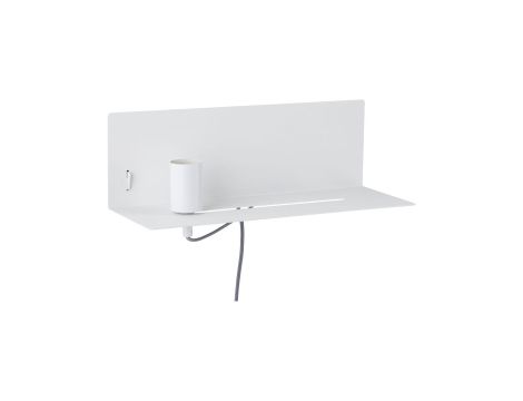 Oprawa ścienna DEVARA E27 max.1x40W +USB 230V biały /metal