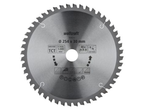 Piła tarczowa 254/30 mm HM Wolfcraft - dokładne, czyste ciecie