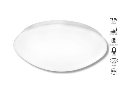 Plafoniera STARLIGHT LED 17W okrągła 260mm 1574lm IP44 4000K czujnik ruchu i zmierzchu 230V biały / tworzywo sztuczne