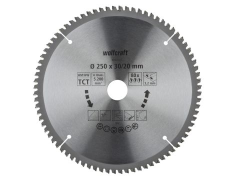 Piła tarczowa do ukośnic  250x30/20x3,2 mm HM Wolfcraft