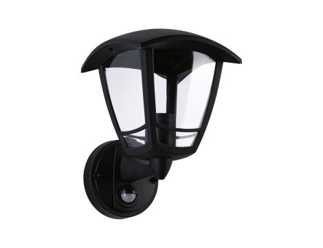 Oprawa elewacyjna CLASSIC E27 max. 12W + PIR IP44 230V czarny / tworzywo sztuczne