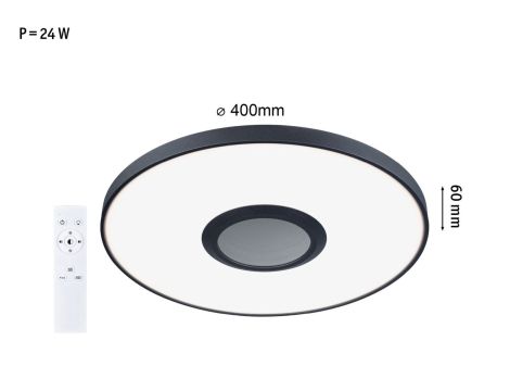 Plafoniera SPACEGLOW Three LED 3D DIM TunW RGB rainbow 21W 1400lm 3000-6500K pilot 230V czarny mat / metal / tworzywo - 14