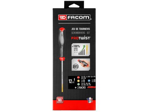 Facom - Zestaw 12 Wkrętaków 2 Uchwyty - AT.J12R2PB