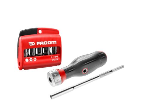 Facom - Wkrętak z grzechotką 3w1 PROTWIST® + końcówki - ATCL.2A3PB