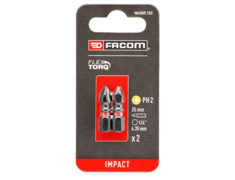 Facom - Końcówka udarowa do śrub Phillips®, PH2 (2 szt.) - ENP.102