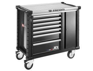 Facom - Ruchome stanowisko pracy JET, 7 szuflad, 3 moduły na szufladę, czarne - JET.T7NM3A