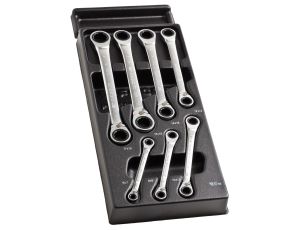 Facom - Moduł 7 kluczy oczkowych grzechotkowych, odchylonych pod kątem 15°, 6 - MOD.65J7