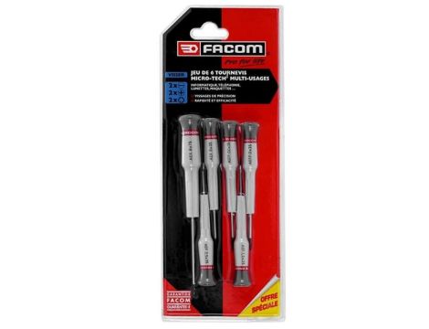 Facom - Zestaw 6 wkrętaków Micro-Tech® do śrub z rowkiem, Phillips® i Torx®, 1,5 - MT.JE6PB